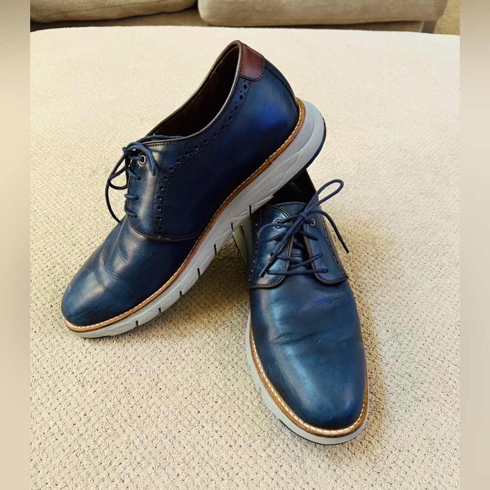 Johnston & Murphy Vaughn Men’s Size 10.5 Blue Leather Plain Toe Lace Up Shoes